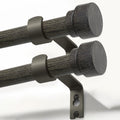 2 Pack Black walnut wood Grain Curtain Rods for Windows 72 to 144 Inches 1" Diameter Heavy Duty Window Curtain Rod Adjustable with Solid Finials for Living Room Bedroom Kitchen Farmhouse Outdoor