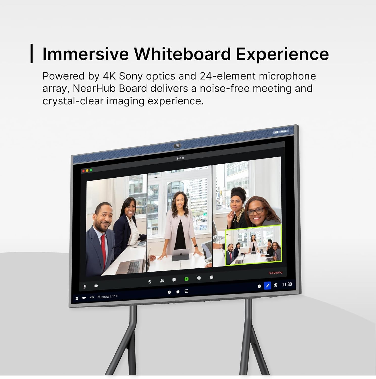 NearHub 55" Interactive Smart Whiteboard,AI -Powered 4K Camera,MEMS 24-mic Array with Noise Reduction,All-in-One Whiteboard for Hybrid Collaboration with AndriodOS & Open App Ecosystem (Board+Stand)