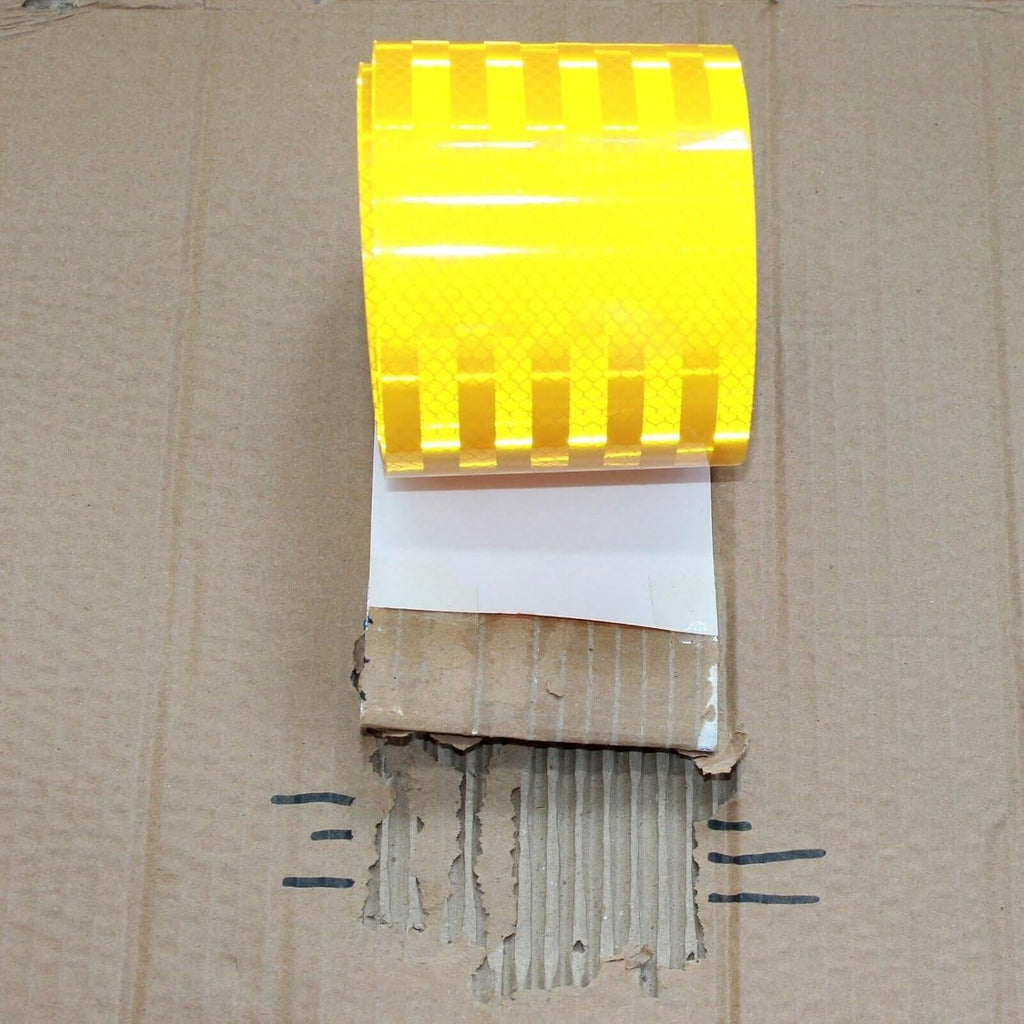 Non Fading Reflective Tape Yellow 4 inch, Outdoor Waterproof High Visibility Warning Industrial Marking Tape, Safety Stickers (11 feet)