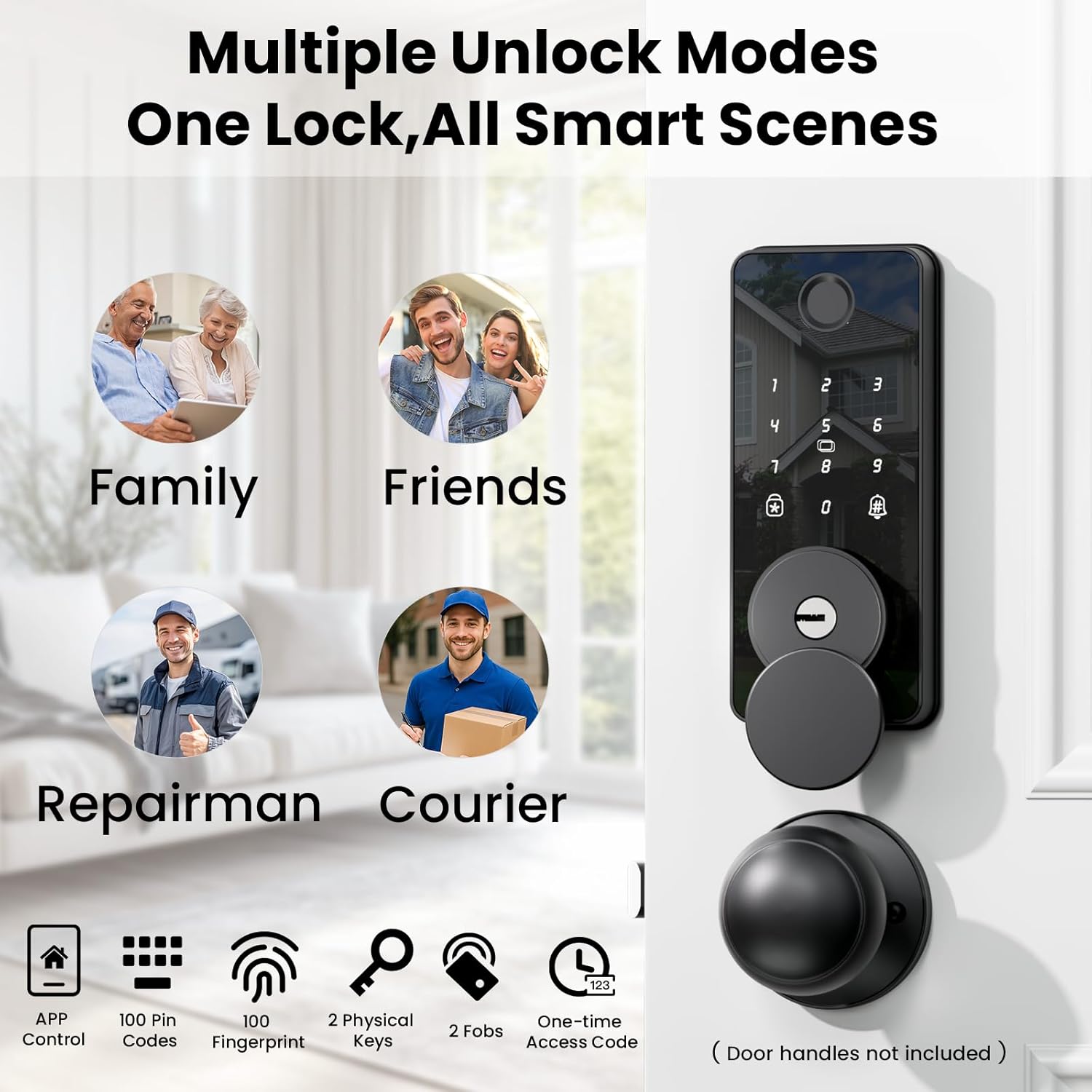 Keyless Entry Door Lock, Biquole Smart Lock with App Control, Fingerprint Door Lock, Electronic Keypad Deadbolt, Auto & One Touch Lock | Digital Smart Door Locks | Easy Installation | IP54 Waterproof