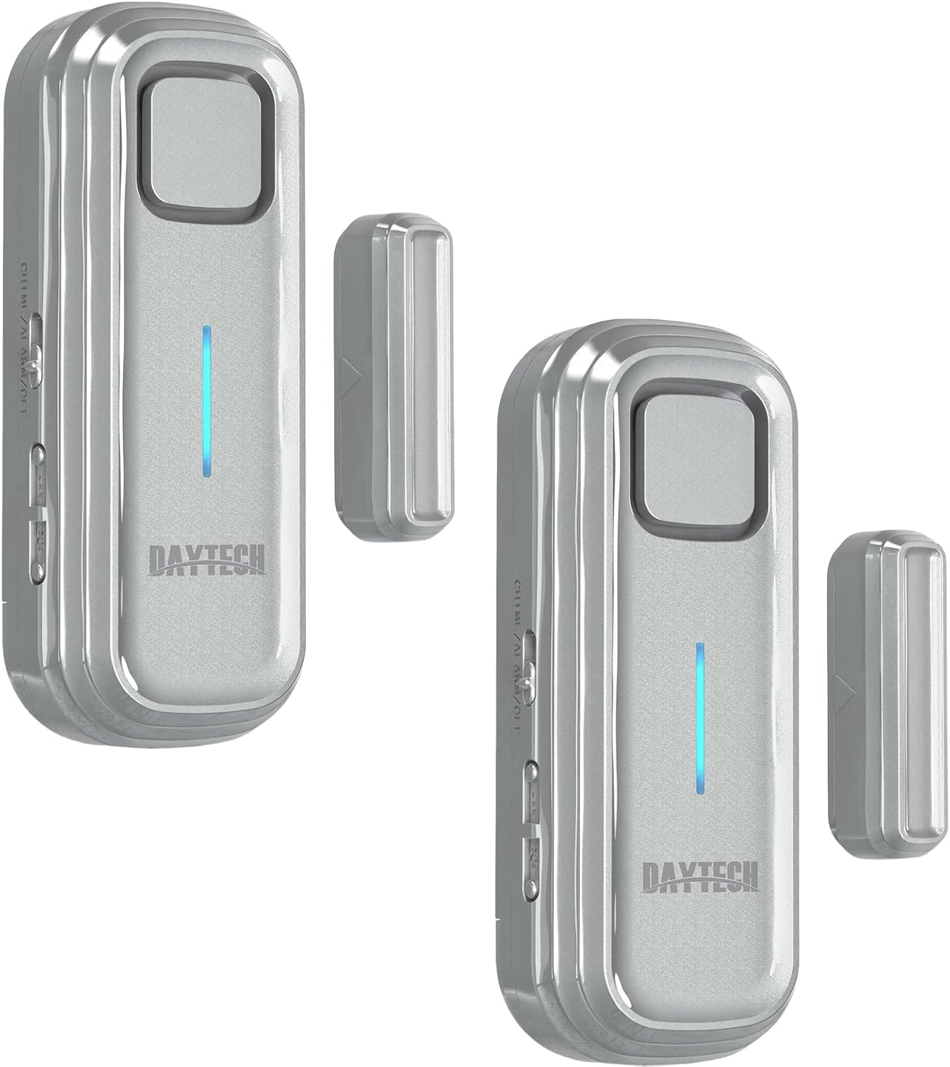 Daytech Refrigerator & Freezer Door Alarm - Adjustable 1-4 Minute Delay, 0-120dB Adjustable Siren, Door/Window Sensor for Home or Business (2 Pack, Grey)