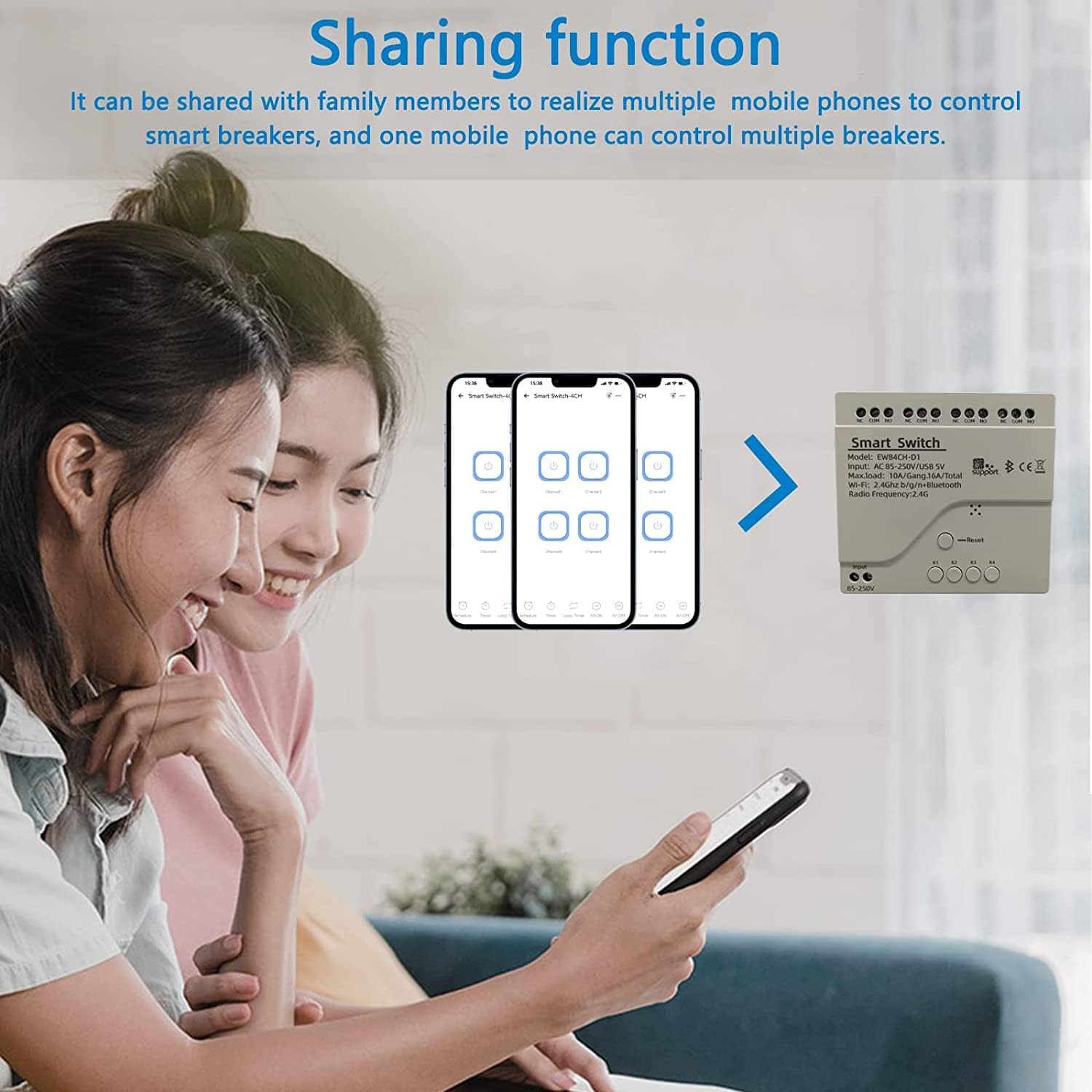 4 Channel Smart Switch, Momentan/Locking WiFi Relay, eWeLink App Bluetooth Control Switch, DIY Smart Home, Compatible with Alexa Google Home