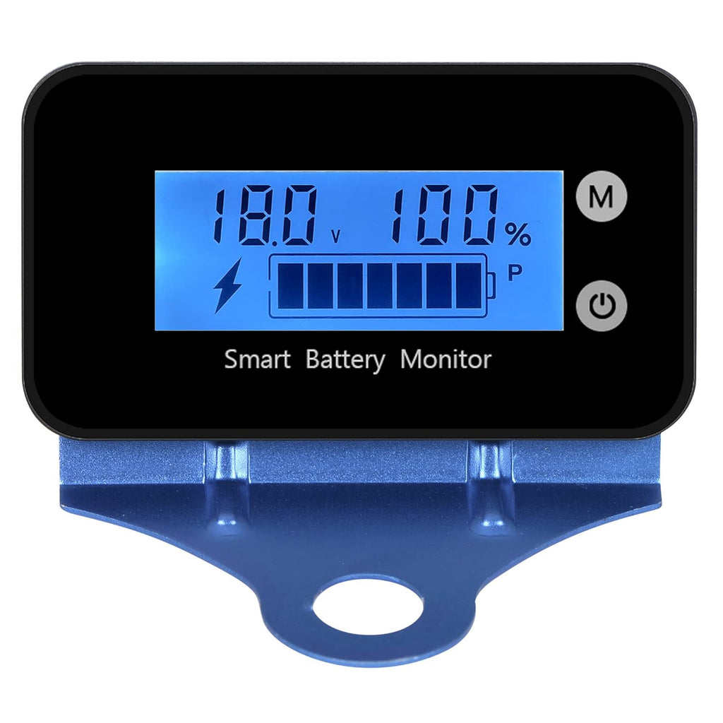 IPX7 Waterproof Battery Monitor with Bracket 7-100V,Car Motorcycle Golf cart Battery Meter Digital Battery Capacity Remaining Capacity Percentage Tester with Buzzer Alarm and Temperature