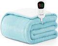 Homemate Electric Heated Blanket Twin Size - 62"x84" Heating Blanket Twin Size 1/2/4/6/8 Hours Auto-Off 10 Heat Level Over-Heat Protection Flannel Sherpa ETL Certification