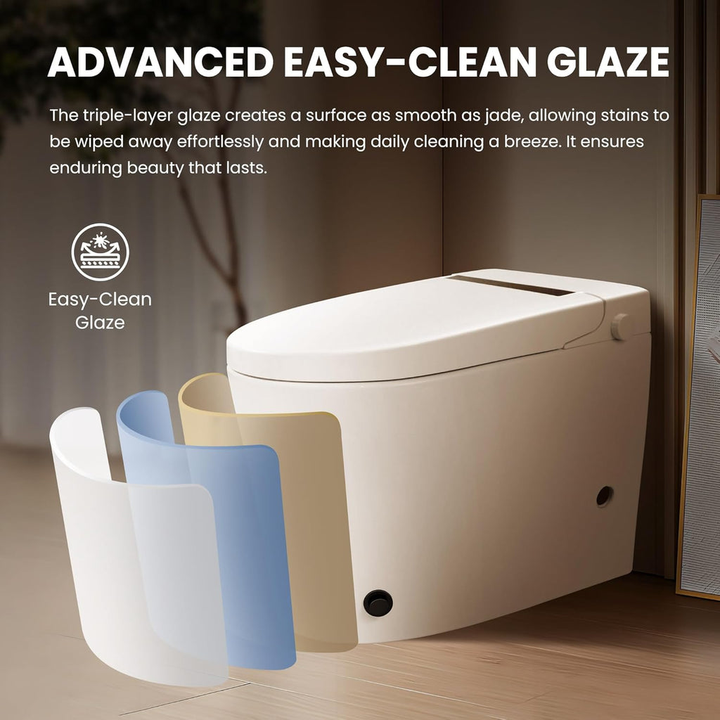 Smart Non-Electric Bidet Toilet - One-Piece Toilet with Dual Flush (Foot Pedal & Button) | Dual Nozzle Wash | Complete Installation Kit