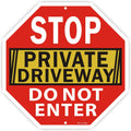Stop Sign, Do Not Enter Private Driveway Sign, 12" x 12" Reflective Aluminum sign, Fade Resistant Durable UV and Octagon Shaped, Easy Mounting