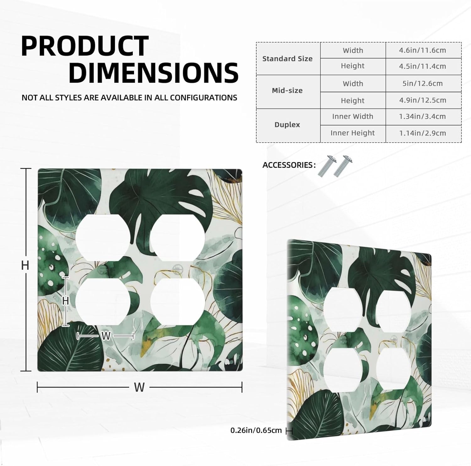 Boho Tropical Green Leaf Watercolor Banana Leaves Outlet Covers 2 Gang Double Duplex Decorative Light Switch Covers Electrical Wallplates Socket Faceplate For Bed Room Living Room Decor