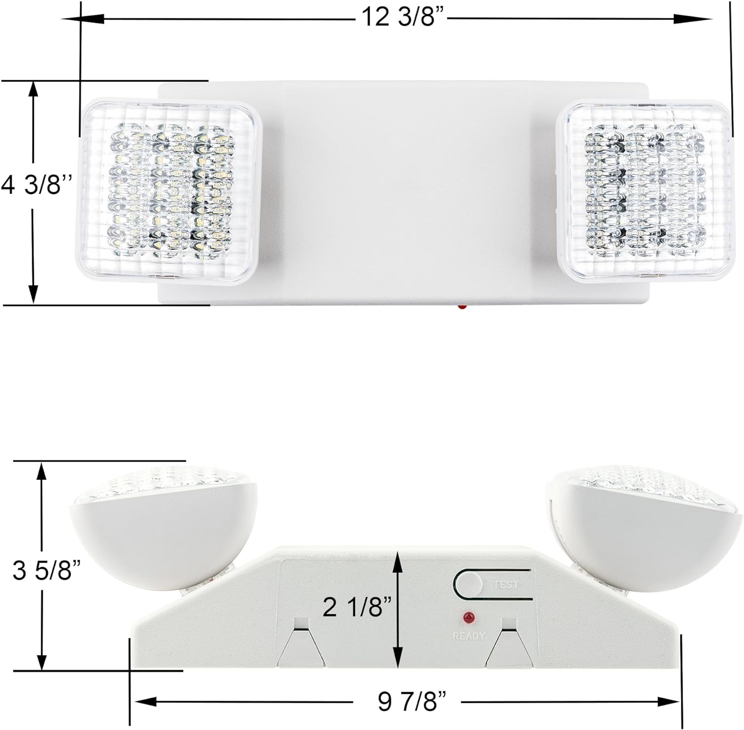 LIT-PaTH LED Emergency Lighting Fixtures with 2 LED Heads and Back Up Batteries- US Standard Exit Light, UL 924 and CEC Qualified, 120/277 Voltage, 1-Pack