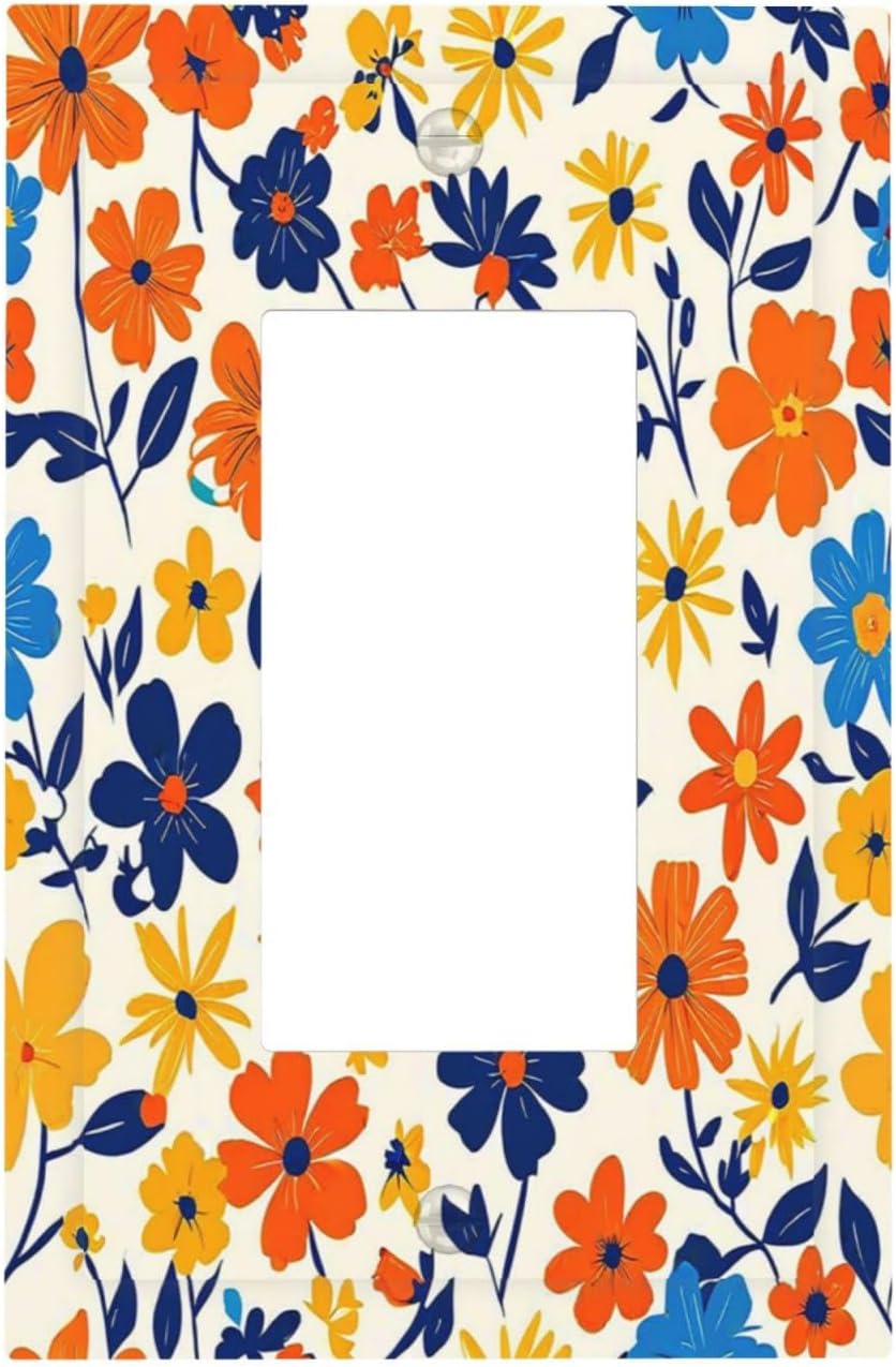 Nature Flowers Botany Plant Art Floral Decorative Outlet Covers 1 Gang Single Rocker Light Switch Cover Plate Wall Plates GFCI Faceplate for Bedroom Bathroom Decor