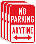 T&R (4 Pack) Large No Parking Anytime Sign, 18" x 12" Engineer Grade Reflective Sheeting, Rust Free Aluminum, Waterproof, Fade Resistant, 2 Pre-drilled Holes