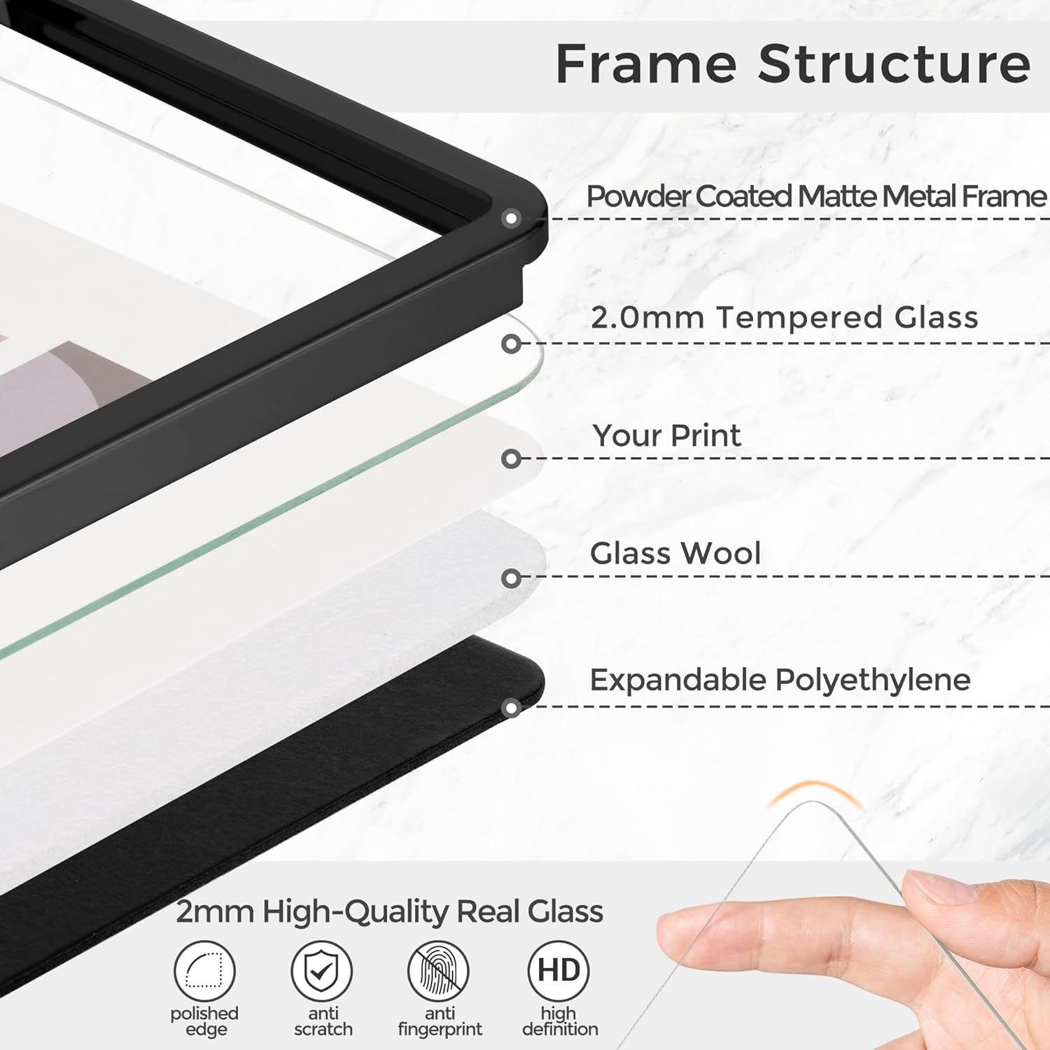 Axeman 4x6 Picture Frame-Metal Rounded Corner Frame 4x6, 4''x6''Photo Frame with Tempered Glass,Tabletop and Wall Display, One-Piece 4 By 6 Metal Picture Frame for images, Black