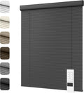 Motorized Cordless Aluminum Blinds with Remote, Automatic Room Darkening Horizontal Blinds for Indoor Windows, Light Adjustment Waterproof Blinds, Customized for Home Office, Black