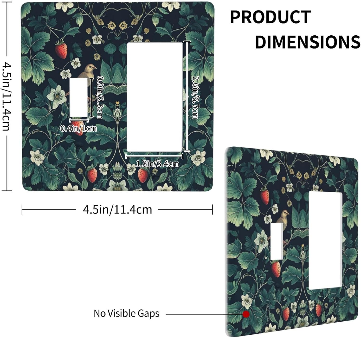Outlet Covers Strawberry Birds Flowers Plant Morris Floral 1 Toggle 1 Rocker Combination Decorative Wall Plate Electrical Switch Plates Light Switch Cover Plate for Bedroom Farmhouse Decor