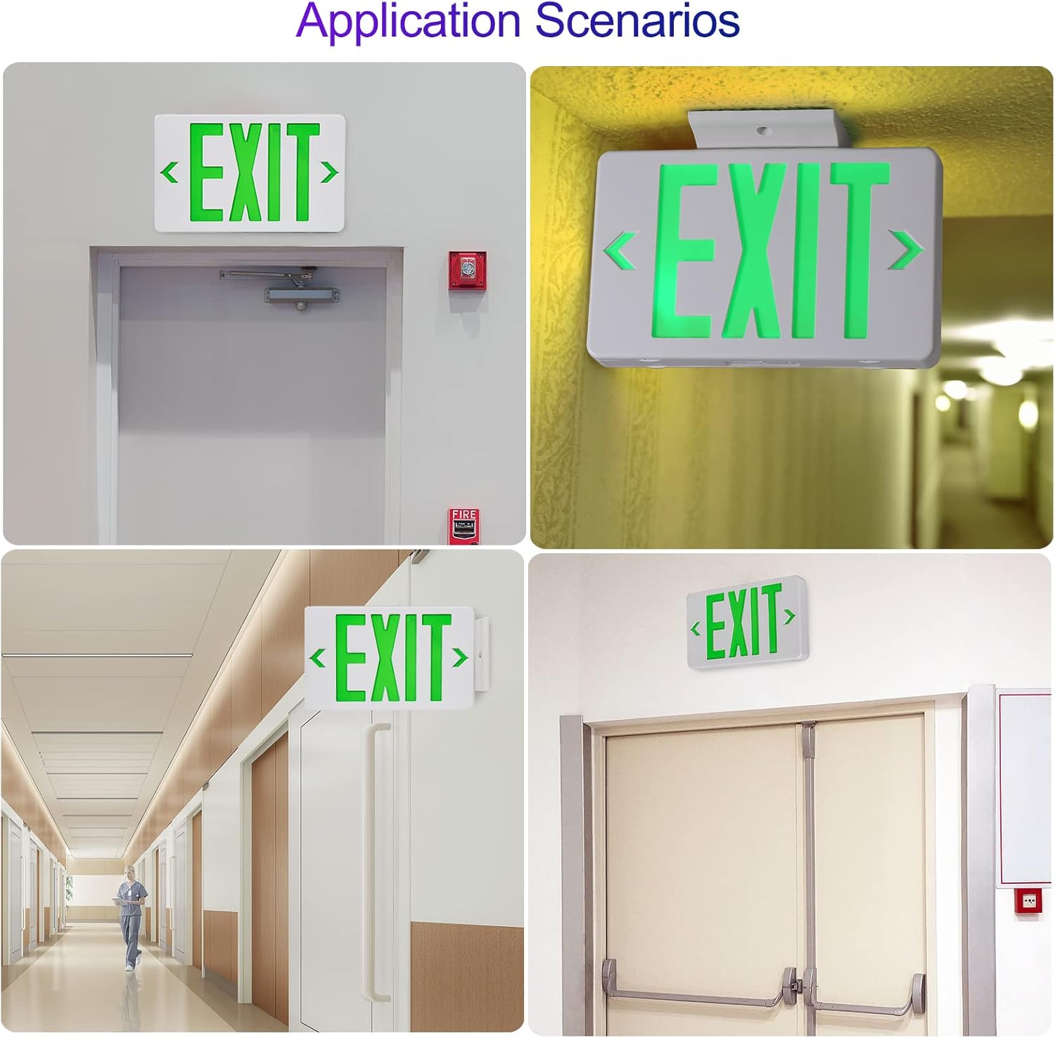 TANLUX Green Corded Exit Sign with 1.0 Meter Plug in Cord, Plug in Exit Sign with Battery Backup Lights for Business, Commerical Emergency Lighting, UL Listed, AC 120/277V, Double Face
