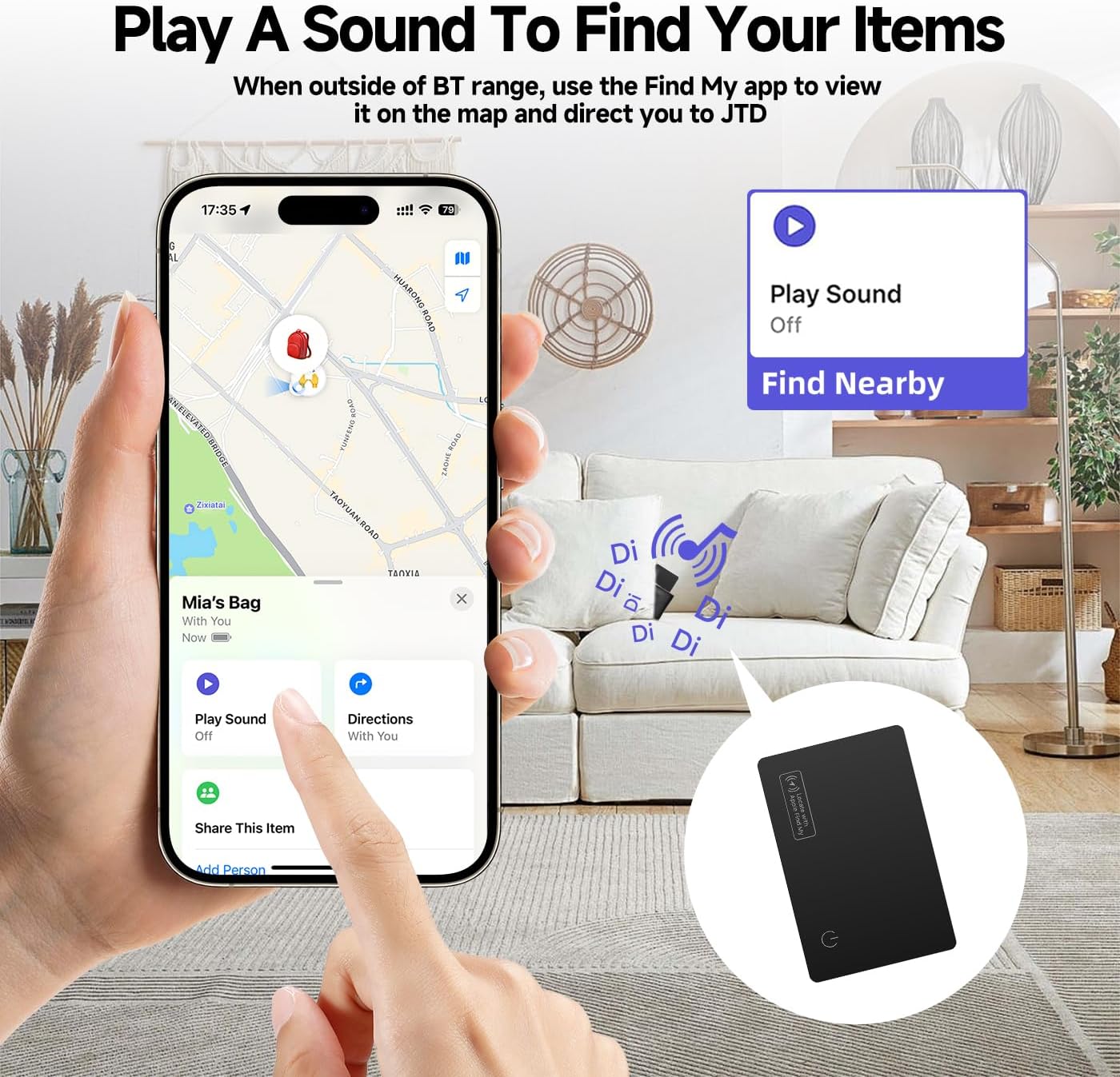 JTD 4 Pack Smart Card Wallet Tracker - Apple Find My Compatible (iOS Only), 0.07in Ultra-Thin IP68 Waterproof Bluetooth Tracker Card, for Wallet, Backpack, Passport