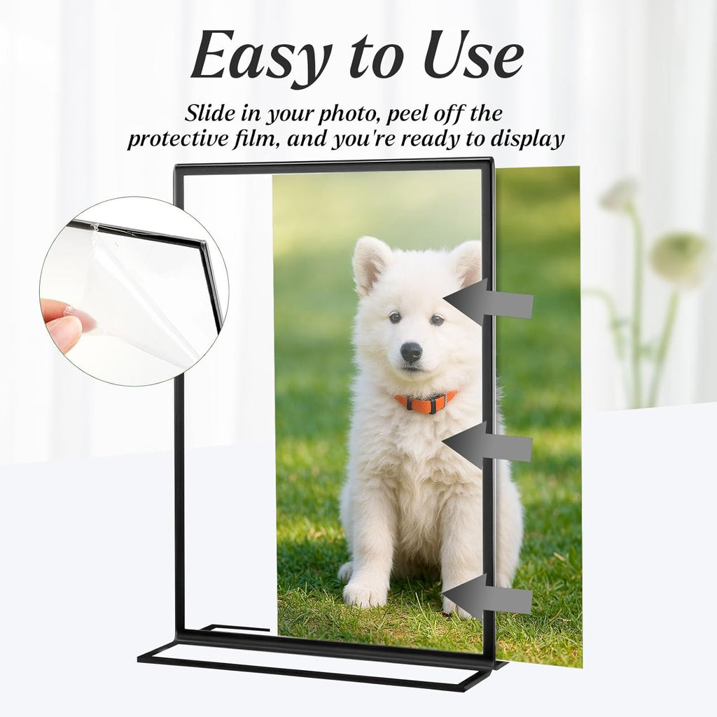 10 Pack Acrylic Sign Holders 4x6 Photo Frames, Double Sided Picture Frame, Clear Wedding Table Number Holder, Table Menu Display Holders for Restaurant Signs, Party and Office Photos, Black