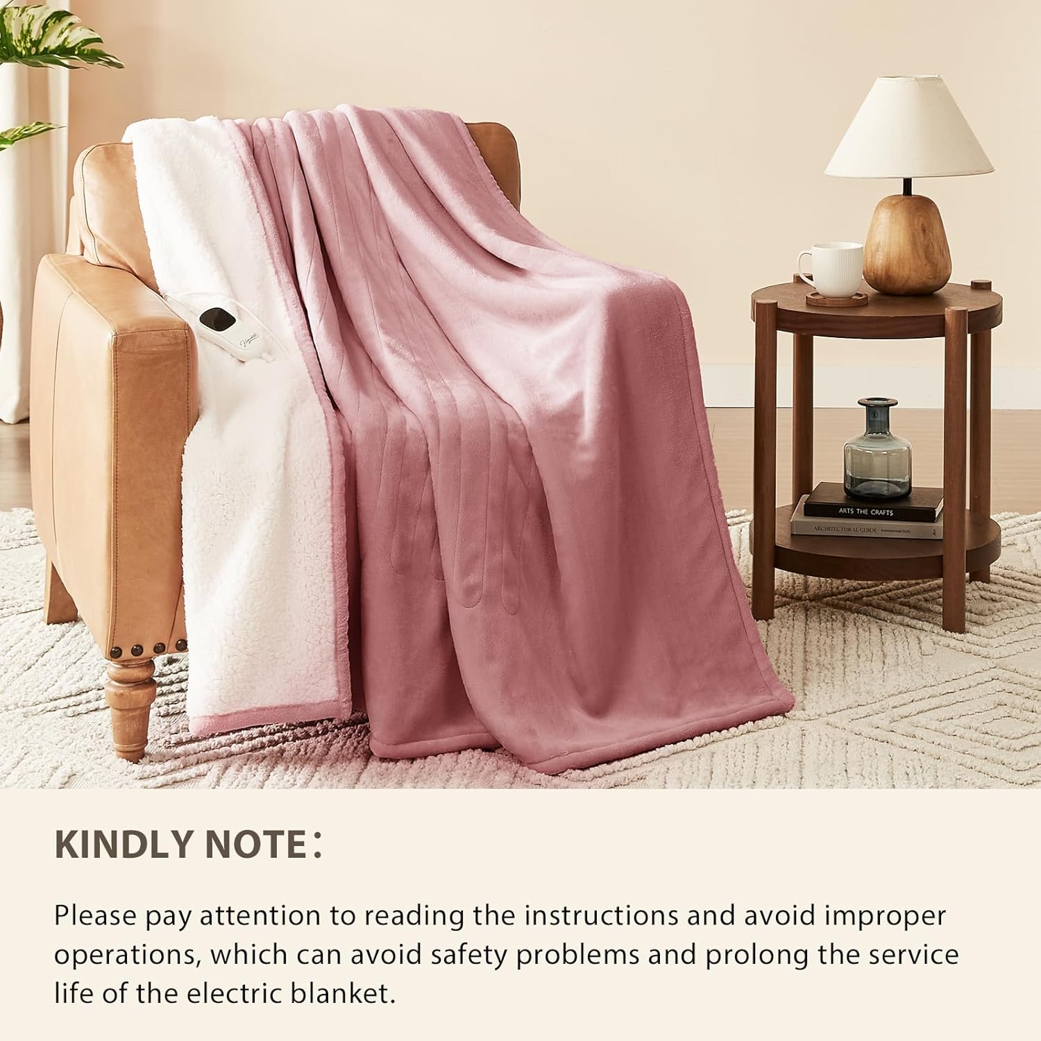 Homemate Electric Heated Blanket King Size - 100"x90" Heating Blanket King Size Dual Control 1/2/4/6/8 Hours Auto-Off 10 Heat Level Over-Heat Protection Flannel Sherpa ETL Certification