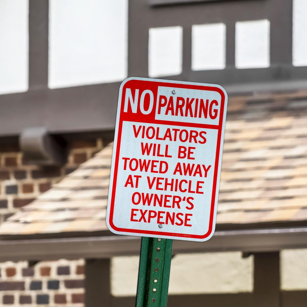 GicnKeuz Large No Parking Signs,18x12 Inches Violators Will Be Towed Away at Vehicle Owner's Expense Signs, Engineer Grade Reflective Aluminum, Fade Resistant,Indoor or Outdoor Use