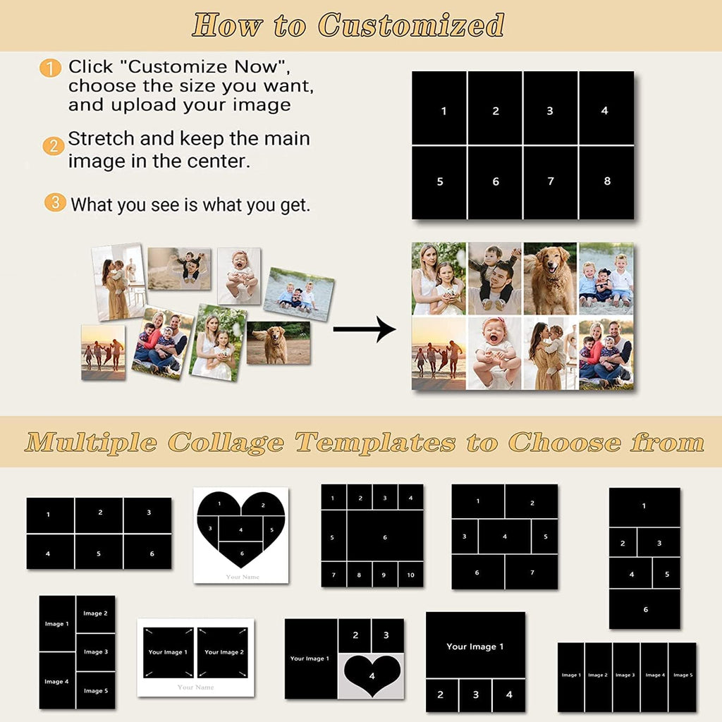 LZIMU 10 Picture Collage Canvas Prints Personalized Multi Photo Wall Art Custom Your Image to Canvas Customized Family Gifts Home Decor (Collage Photo-7, No frame)