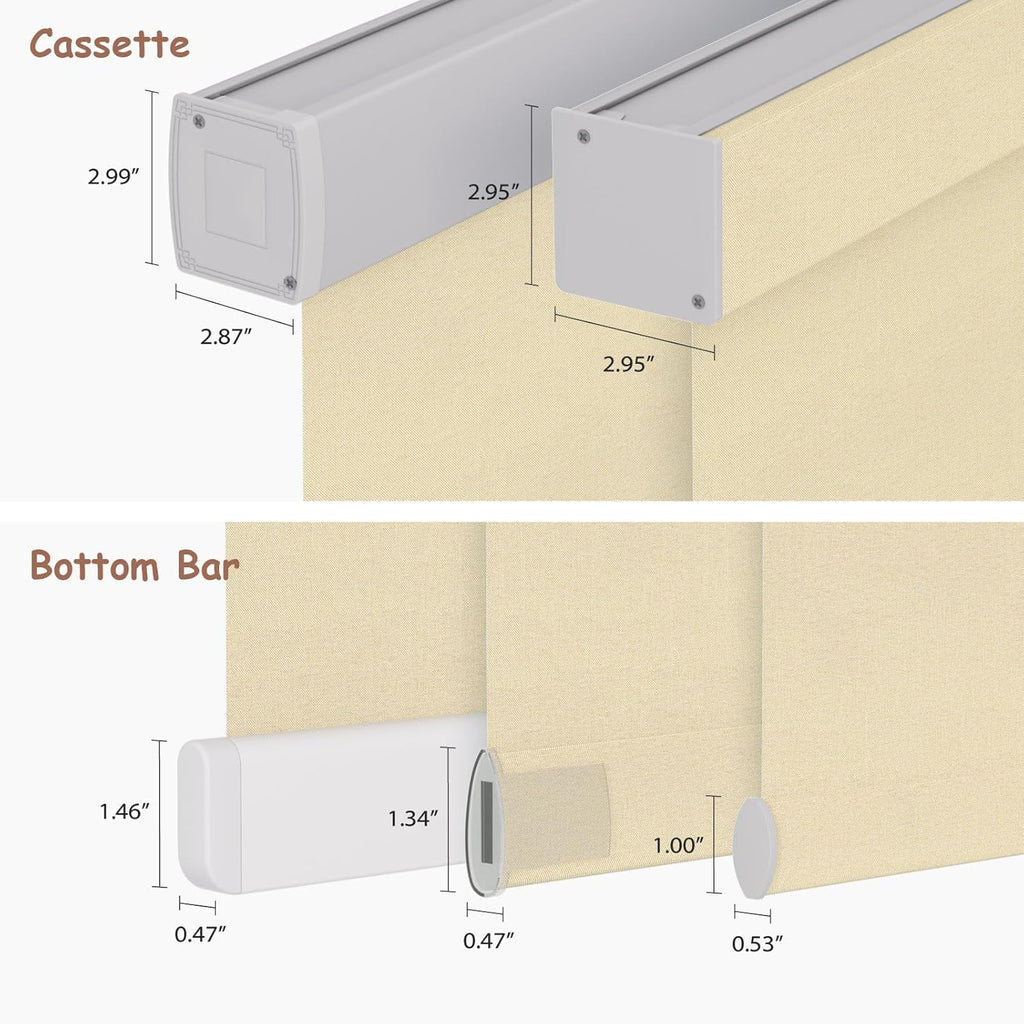 Motorized Roller Blinds with Remote, 100% Blackout Automatic Roller Shades for Bedroom, Bathroom, and Living Room, Customized Size, Morning Beige