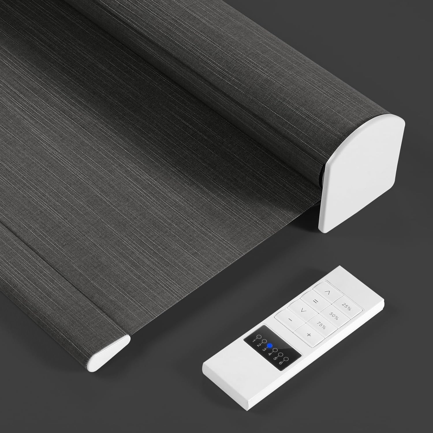 ZSTARR Motorized Light Filtering Roller Blinds with Remote Control,Rechargeable Smart Window Shades Compatible with Alexa Google via Hub,Fabric Wrapped Valance, Custom Size (Dim Gray)