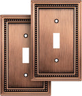 Henne Bery Sunken Pearls Heavy Duty Decorative Wall Plate Switch Plate Outlet Cover (Single Toggle, 2 Pack, Antique Copper)