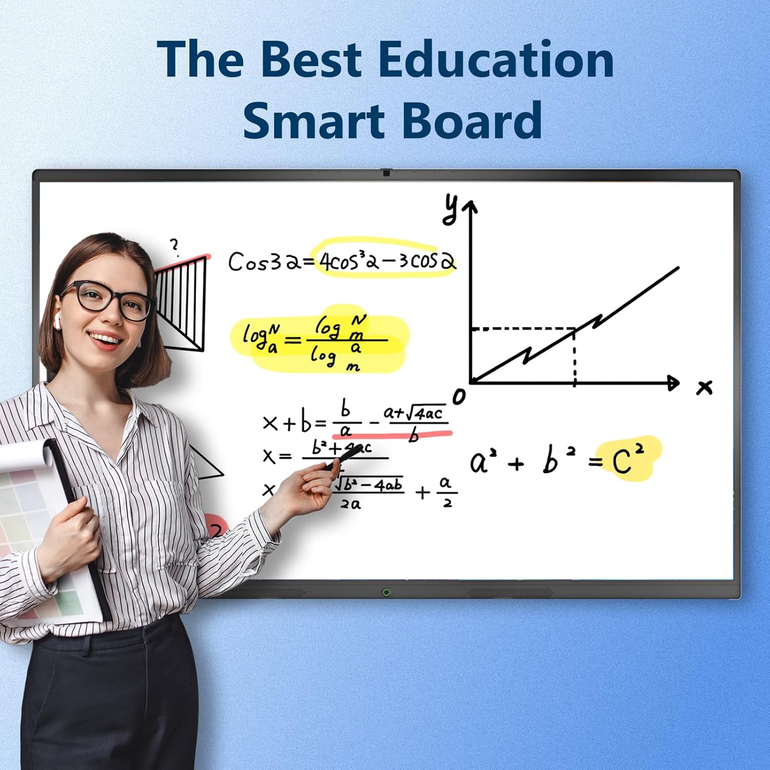 Smart Board with Wireless HDMI Display Adapter, 55 Inch Interactive Whiteboard 4K Touchscreen Built in HD Camera, Digital Presentation Electronic Smart WhiteBoard for Classroom Home Office