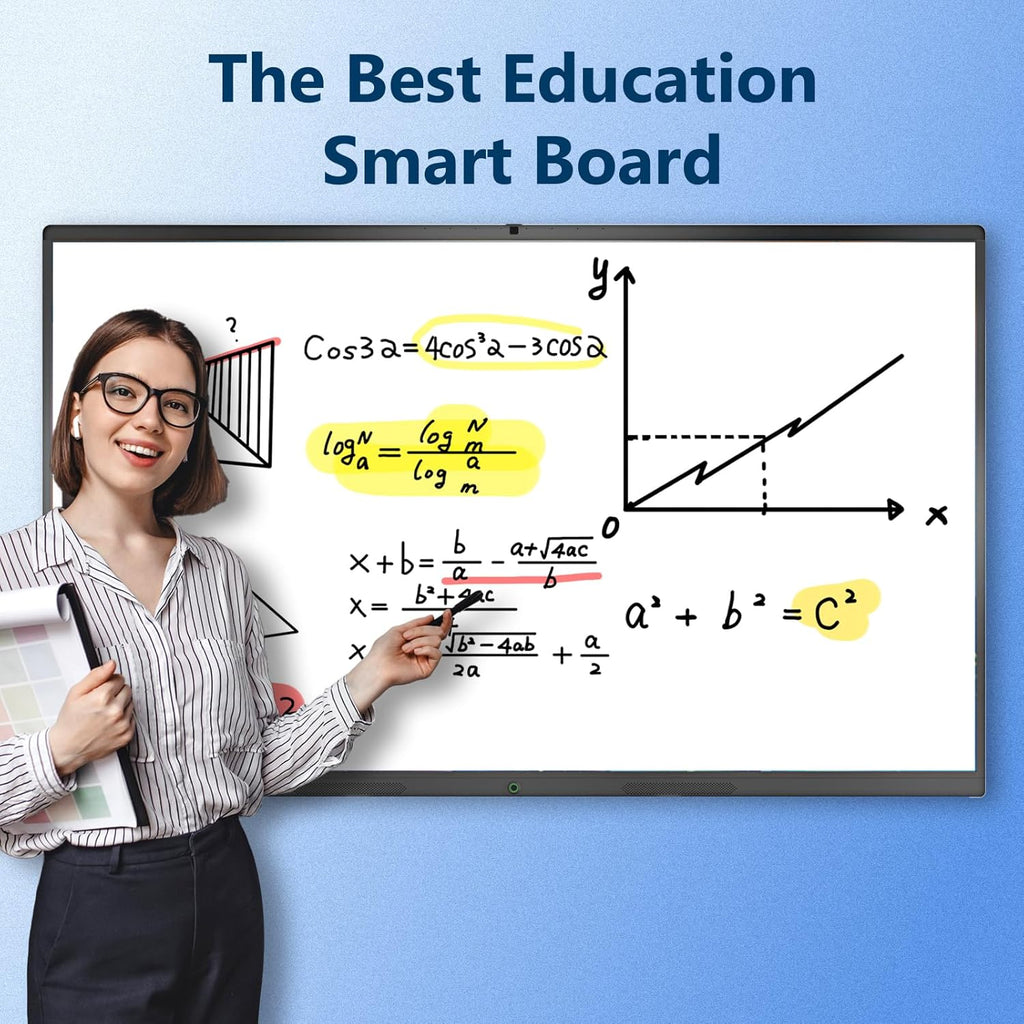 Smart Board with Wireless HDMI Display Adapter, 85 Inch Interactive Whiteboard 4K Touchscreen Built in HD Camera, Digital Presentation Electronic Smart WhiteBoard for Classroom Home Office
