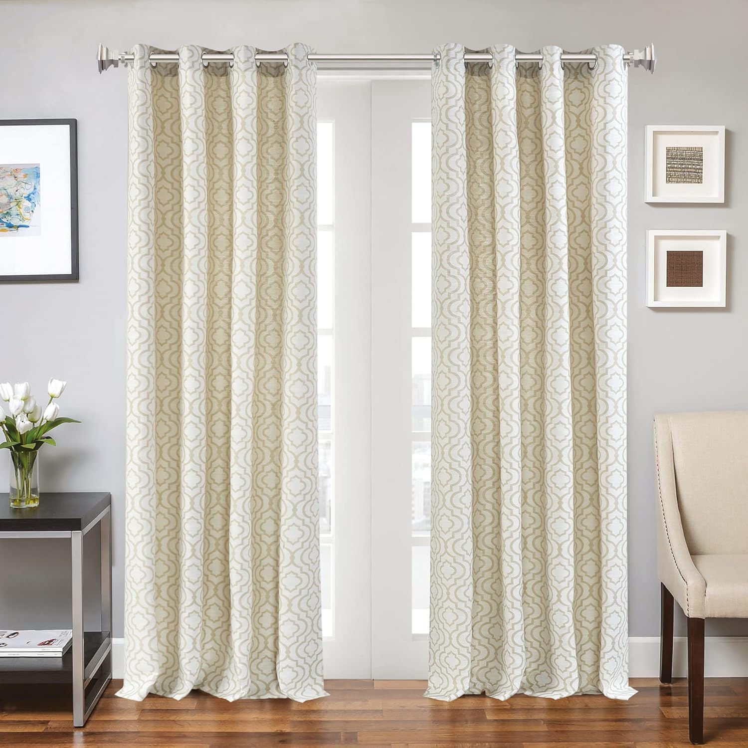 Deco Window 2 Pcs 36"-66" Extendable Curtain Rod for Door & Windows Adjustable Iron Telescopic Drapery Bar with Stacked Square Finials (1" Diameter, Satin Silver)