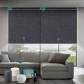SmartWings Motorized Blackout Roller Blinds Work with Matter Homekit Z-Wave Thread Alexa Google, Smart Window Shades for Bedroom, Cordless Remote Control Customized 16"-110" W, Eclipse Raven Black