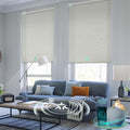 Yoolax Smart Blinds, Motorized Matter Roller Shades Light Filtering Automatic Blinds for Windows Motorized Shades Compatible with Alexa, Google Home, Homekit(Half Shading Horizontal Beige)