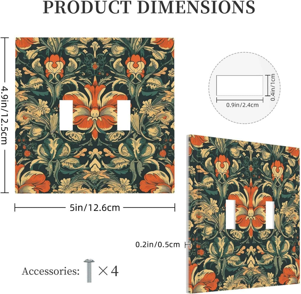 Decorative Switch Plates William Morris Abstract Floral Plant Pattern Orangeyellowgreen 2 Gang Double Toggle Outlet Light Switch Cover Wall Plate Electrical Faceplate for Bedroom living Room