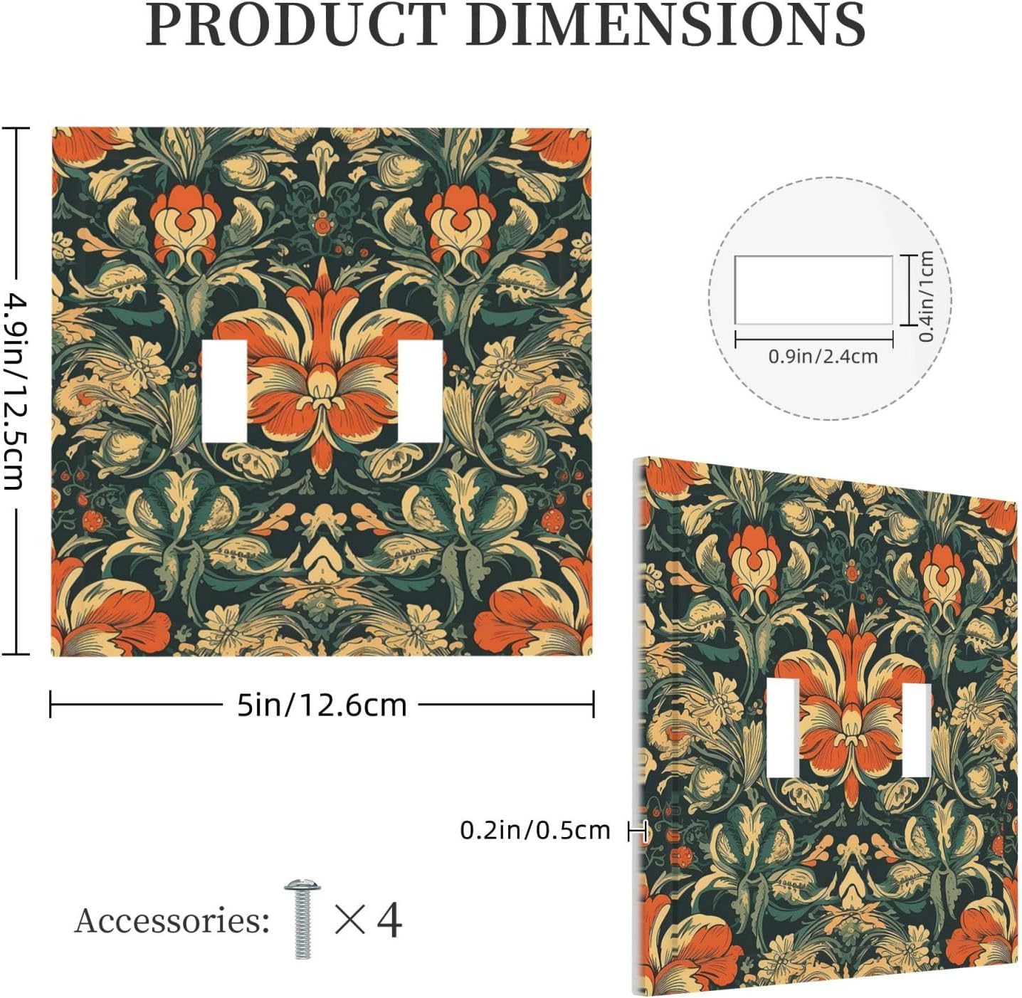 Decorative Switch Plates William Morris Abstract Floral Plant Pattern Orangeyellowgreen 2 Gang Double Toggle Outlet Light Switch Cover Wall Plate Electrical Faceplate for Bedroom living Room