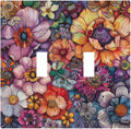 Decorative Switch Plates Colorful Bohemian Flowers Vintage Boho Floral 2 Gang Double Toggle Outlet Light Switch Cover Wall Plate Electrical Faceplate for Bed Room living Room Decor