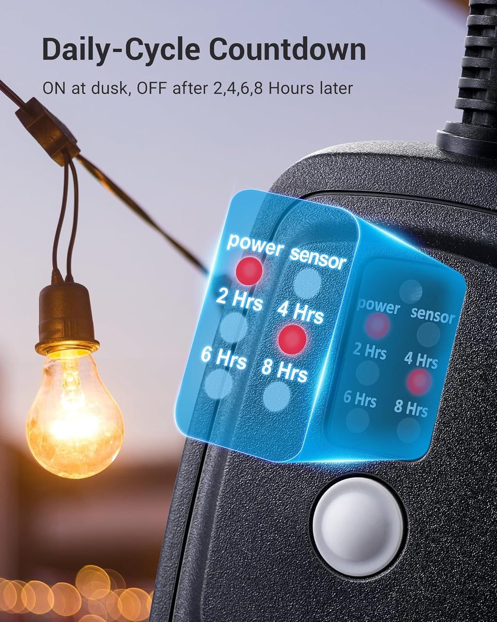 DEWENWILS Outdoor Timer for Lights, Waterproof Outlet Timer with 2 Grounded Electrical Outlets, for Christmas, 15A 1/2HP, UL Listed