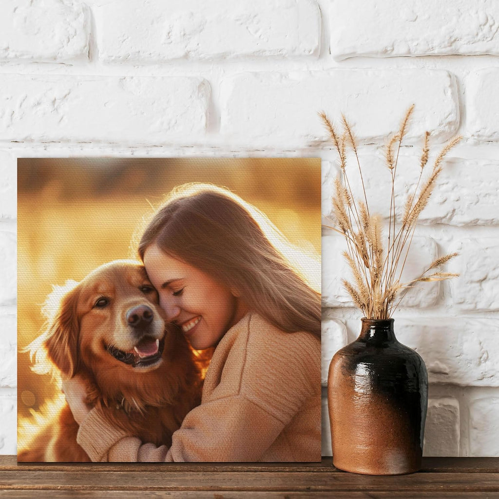 SPECPIX Custom Canvas Prints with Your Photos Customized Canvas Wall Art Personalized Canvas Pictures Gifts for Pet Dog Baby Family Mom Dad Men Women Couple Boyfriend Girlfriend Framed 16x16