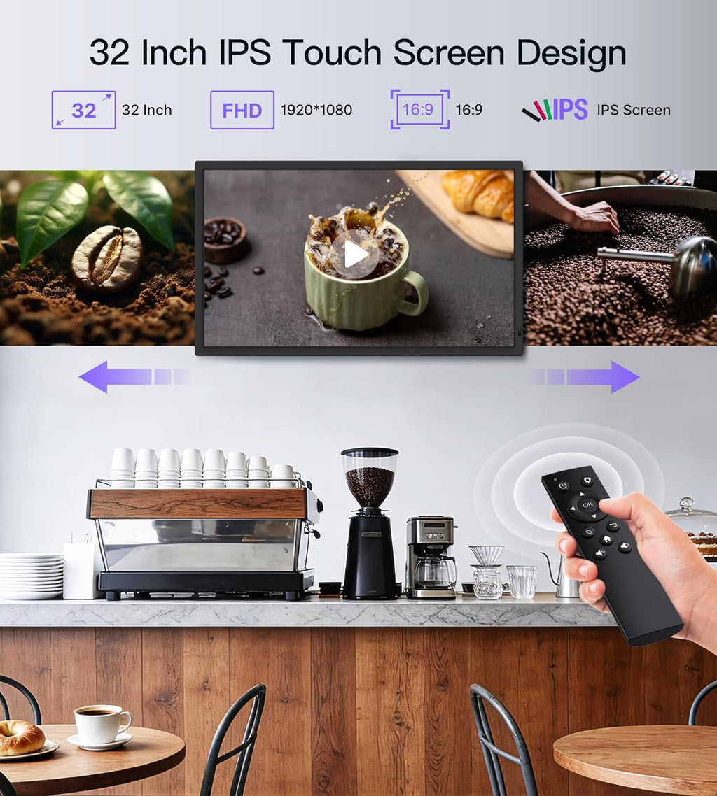 Uhale 32 Inch Extra Large Digital Picture Frame with 64GB, Remote Control, 1920 x 1080 FHD IPS WiFi Electronic Photo Frames, Support SD and USB, Share Moments Securely and Instantly, No Touch Screen