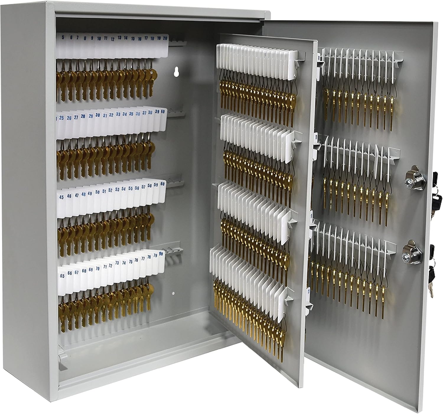 BankSupplies STEELMASTER 320 Key Cabinet - Dual Lock Control Key Box - Welded 22 Gauge Steel Construction - Scratch Resistant - Write-On Key Tags for Easy Identification