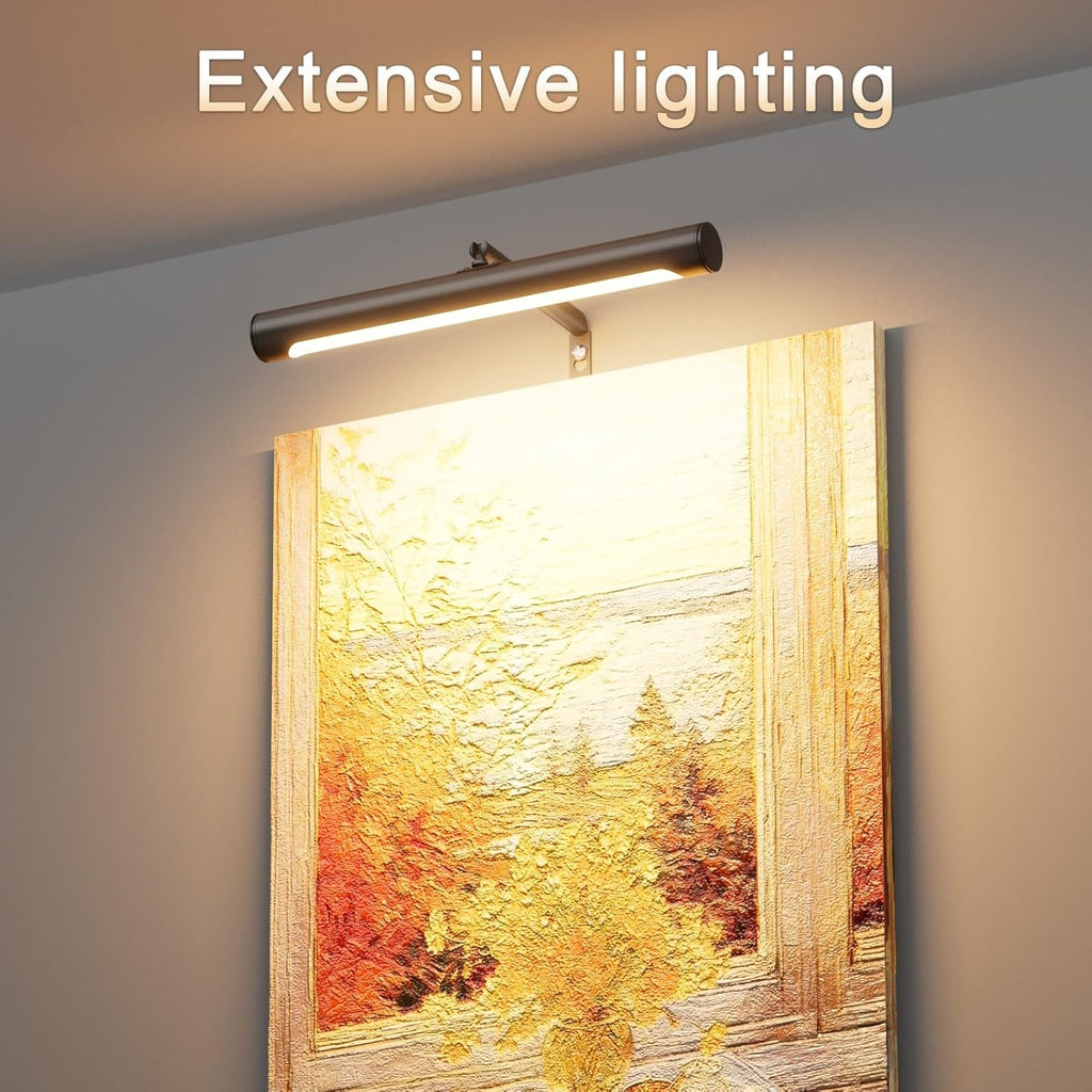 4W Picture Light Plug in, 12" Adjustable LED Art Light with Remote Control, Dimmable Wall Light for Picture Display Dartboard Art Work (Black)