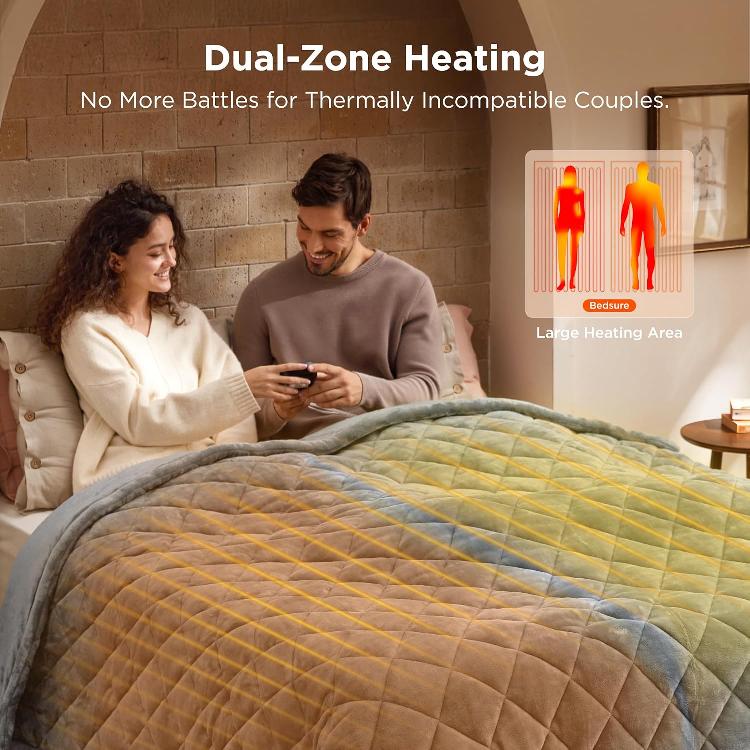 Bedsure Electric Blanket King Size - Dual Control Heated Weighted Blanket King with 10 Heat Settings, Fast Heating with 10 Time Settings (100x90 inches, Formal Gray)