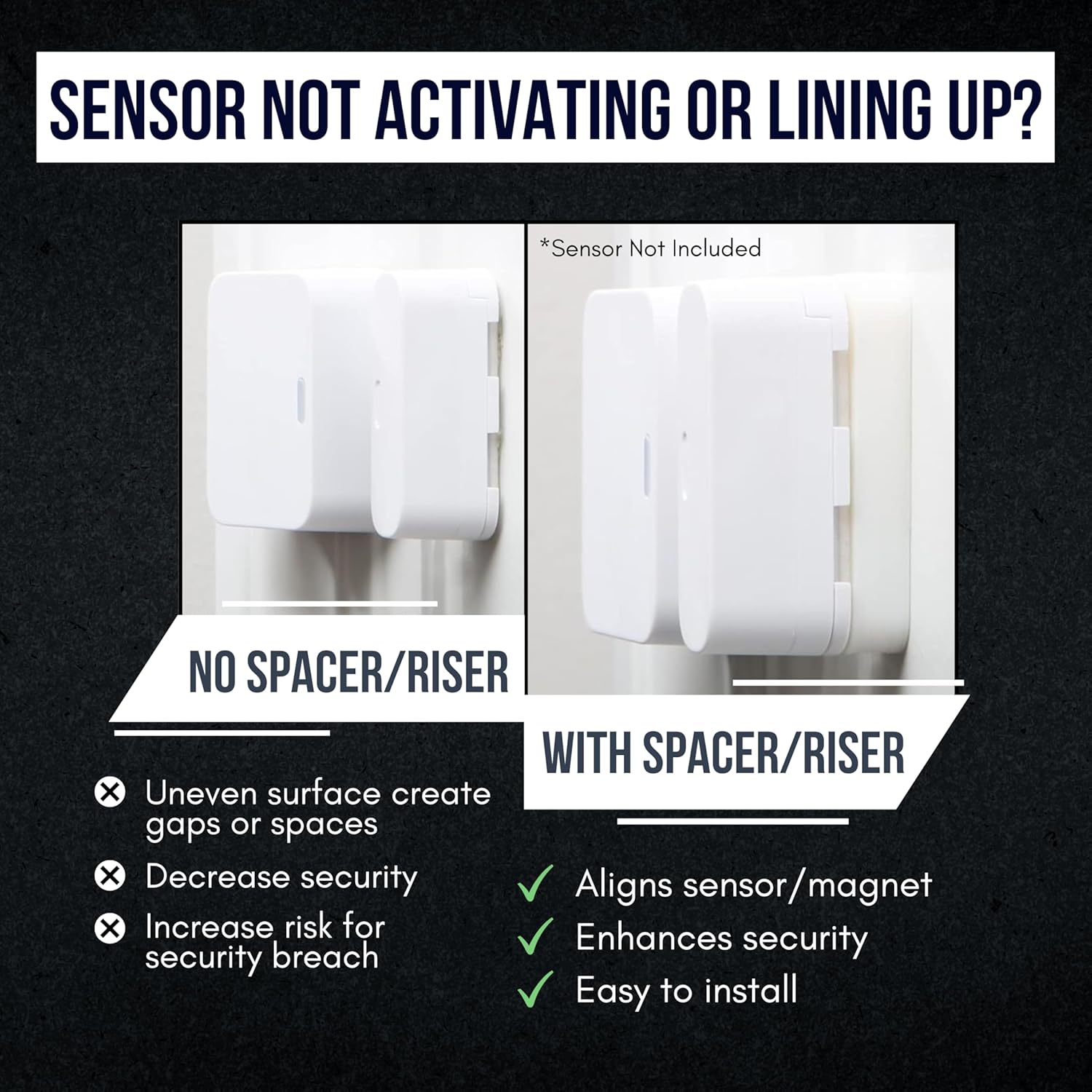 Magnet Riser Compatible with SimpliSafe | Alarm Contact Spacer with 3M Adhesive | Alarm Riser - Sensor/Magnet Not Included (1 Pack - 3/4 inch)