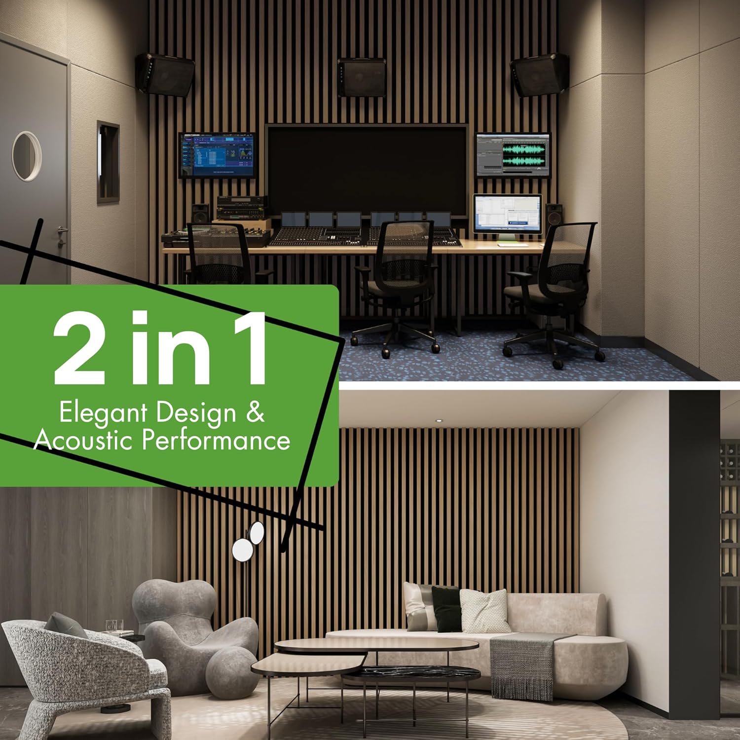 Art3d 4-Pack 12" x 93" Soundproof Wood Slat Panels, 31 sq.ft Acoustic Wall Panels, 3D Wall Panels with Wood Slat Design, Decorative Wood Wall Panel for Accent Walls-Oak