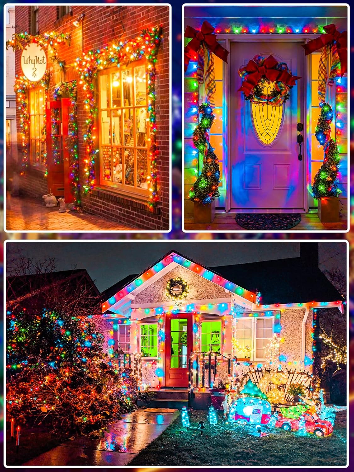 Upgraded 99FT 300 LED Multicolor Christmas String Lights Outdoor & Indoor, Memory Function & Timer & 8 Modes, Twinkle Lights Green Wire Waterproof for Xmas Tree Holiday Party Garden Decor (Multicolor)