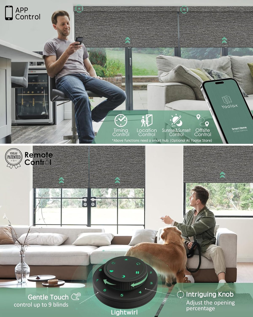 Yoolax Motorized Blinds with Remote, Smart Blinds for Windows Blackout Automatic Shades Compatible with Alexa Remote Control Roller Window Shades with Valance, Custom Size (V-Rock Stripe)