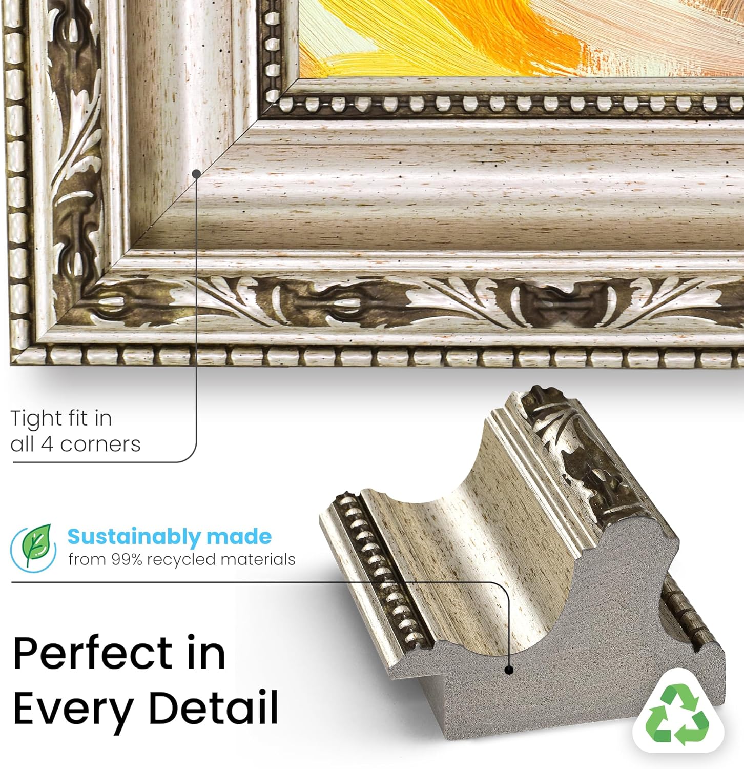 Ornate Silver 50" Premiere Deco TV Frame - Compatible ONLY with Samsung The Frame TVs (Fits 2021-2025, LS03A, LS03B, LS03C, LS03D, LS03FA)