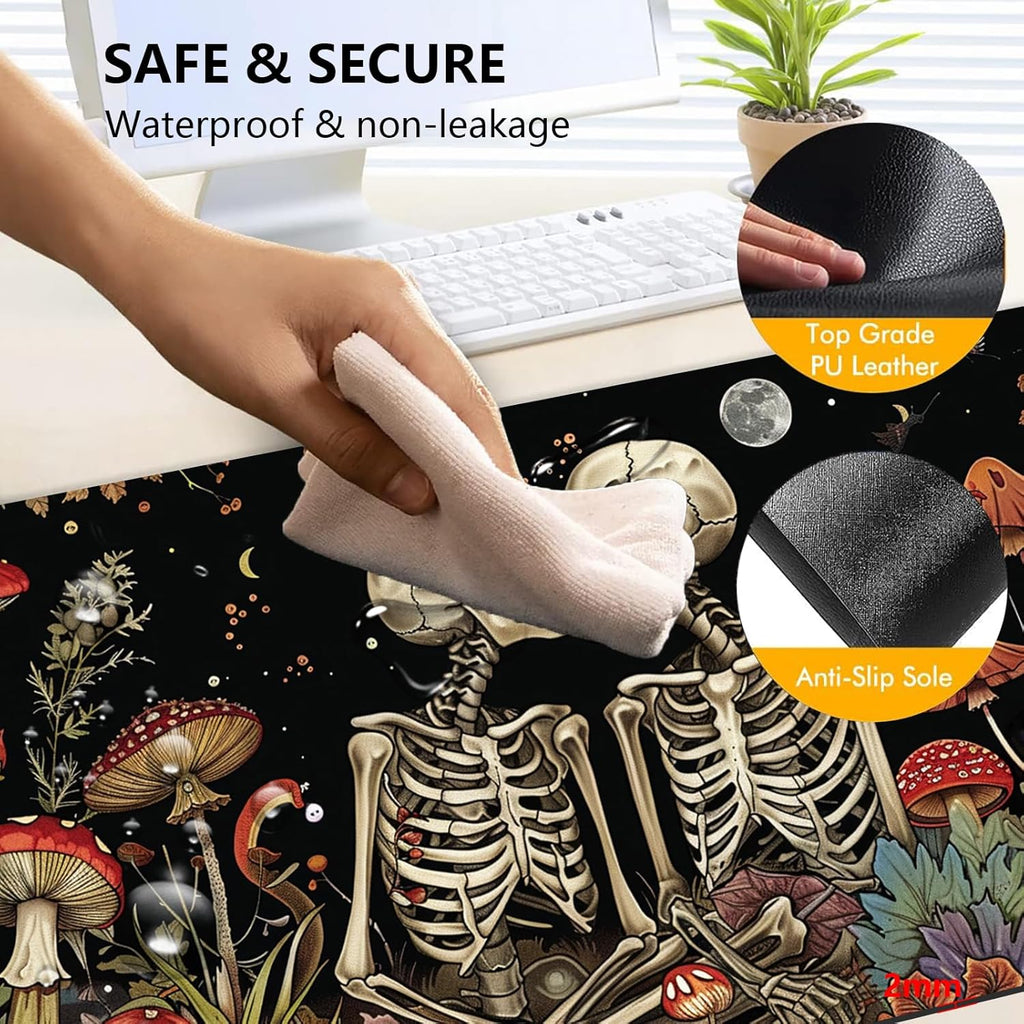 Heated Mouse Pad with 3 Levels Heated & 3 Hours Auto Shut-Off Mouse Pad for Warming Hands in Office Home, 23.6" x 14.2"Large Safe Desk Mat Hand Warmer，Kiss Skull