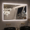Keonjinn Backlit Mirror Bathroom 48 x 30 Inch, LED Vanity Mirror with Beveled Edge, Tempered Glass, UL-Listed Power Driver, 3 Color Lights, Safe Anti-Fog, Dimmable, Smart Bathroom Mirror with Lights