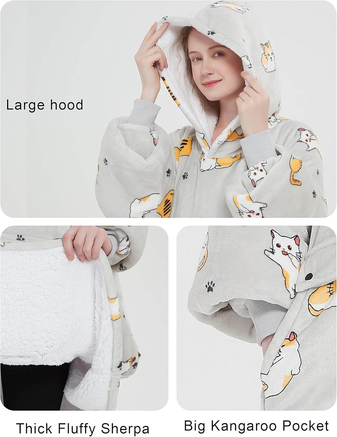KFUBUO Heated Electric Wearable Blanket Throw Battery Operated Portable USB Cordless Outdoor Hoodie Sweatshirt