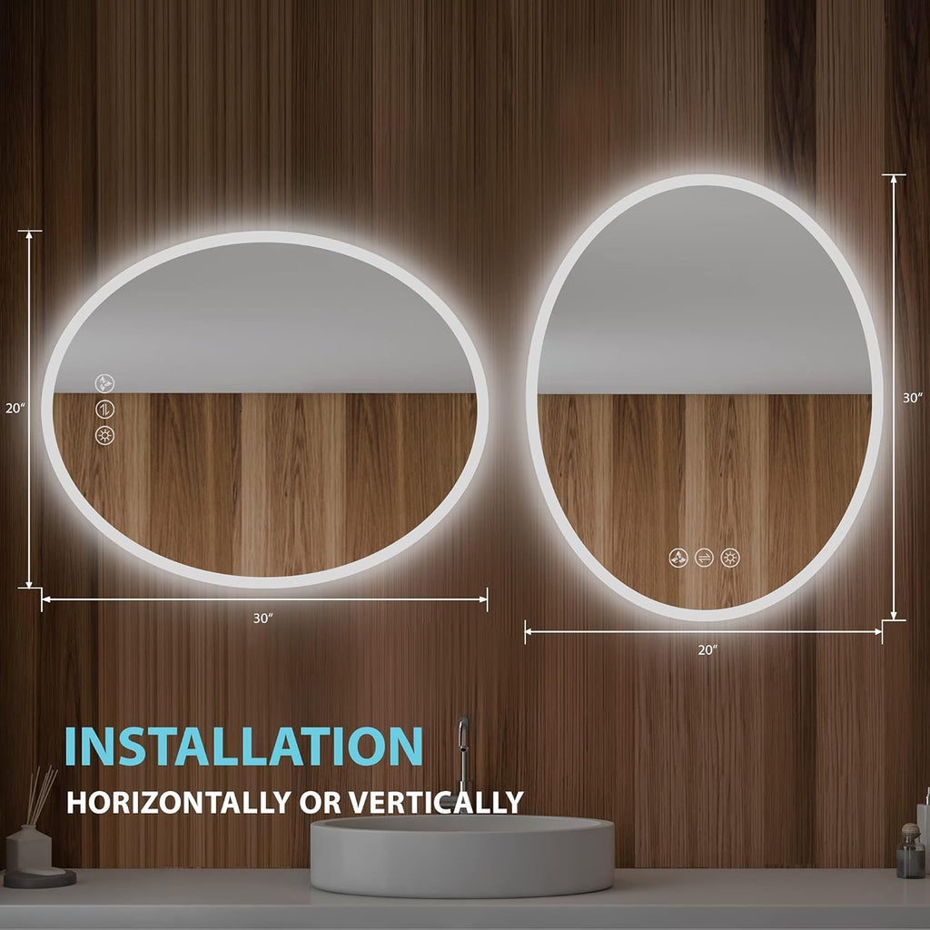 Blossom 20'' x 30'' LED Mirror for Bathroom Lighted Vanity Mirror for Wall Front Lights + Backlit LED Bathroom Mirror Anti-Fog Tempered Glass ETL Listed, Wall Mounted LED Vanity Mirror