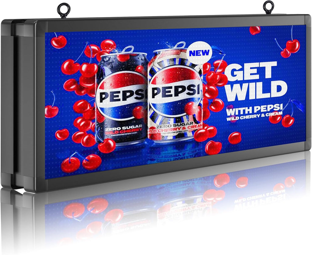 P10 39"x14" Double-Sides LED Advertising Sign Outdoor Digital Billboard with High Brightness, WiFi Programmable for Stores, HD Image/Text Display, Weatherproof & Energy Efficient
